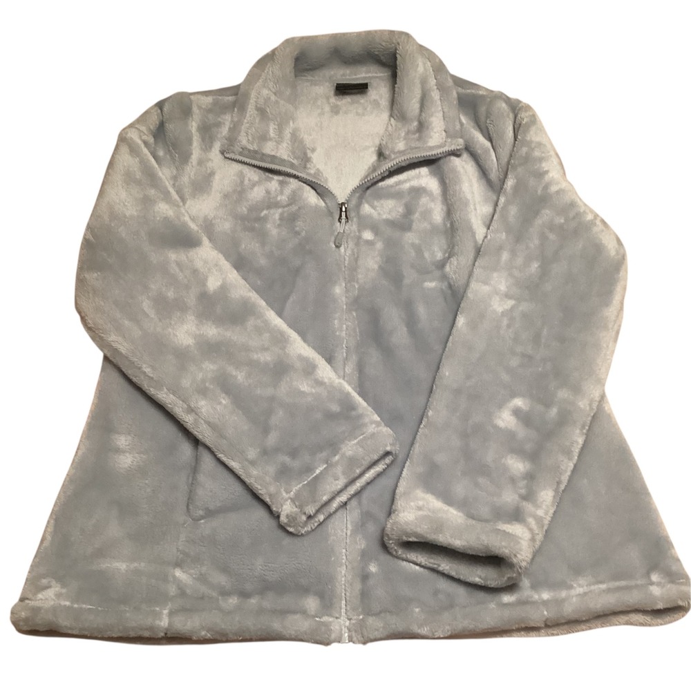 32 Degrees Heat Womens Plush Fleece Full Zip Jacket Light Blue Size Large